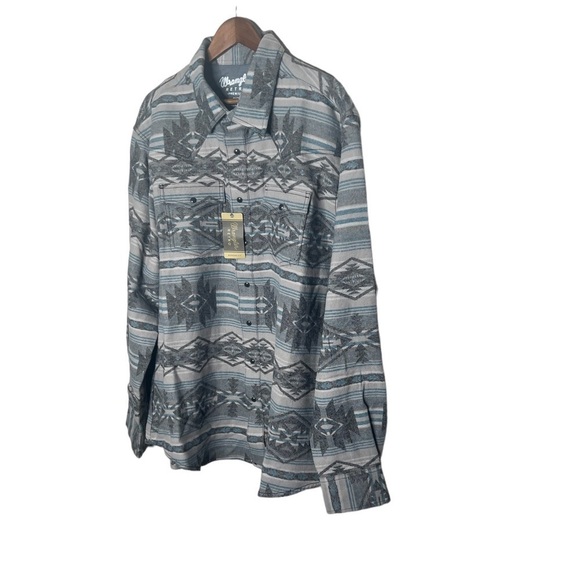 WRANGLER MEN'S RETRO PREMIUM DARK SHADOW JACQUARD FLANNEL - Picture 7 of 15